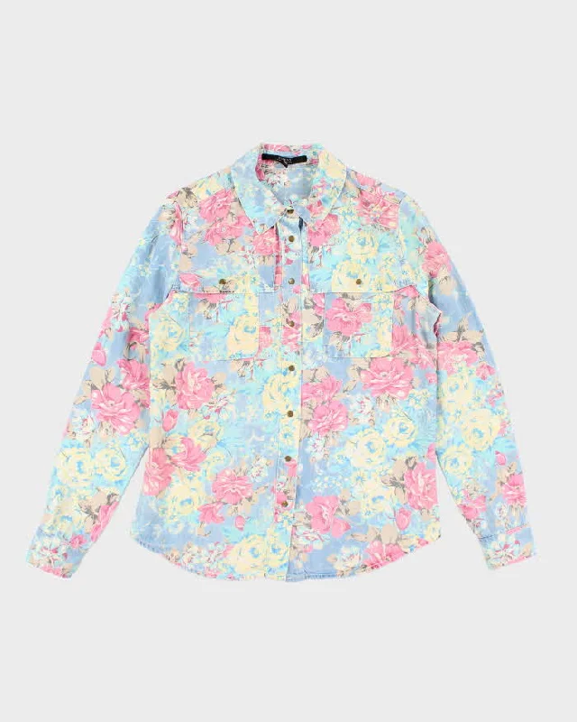 Y2k 00s Guess Floral Long Sleeve Shirt - S-- Chenille Blend Fleece Blend Nylon Blend Y2k 00s Guess Floral Long Sleeve Shirt - S-- Chenille Blend Fleece Blend Nylon Blend