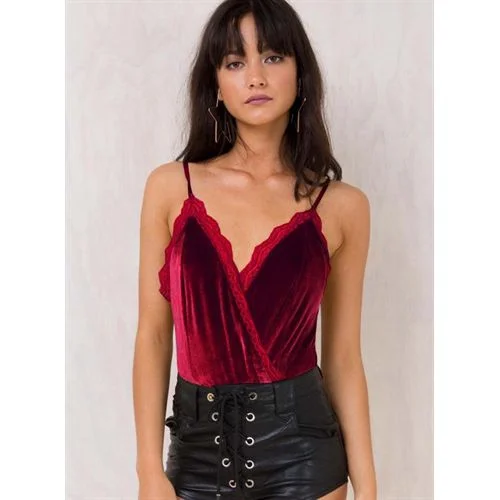 Velvet Split Joint Lace Sexy V-neck Slings Backless Women T Shirts-- Print Jacquard Patchwork Velvet Split Joint Lace Sexy V-neck Slings Backless Women T Shirts-- Print Jacquard Patchwork