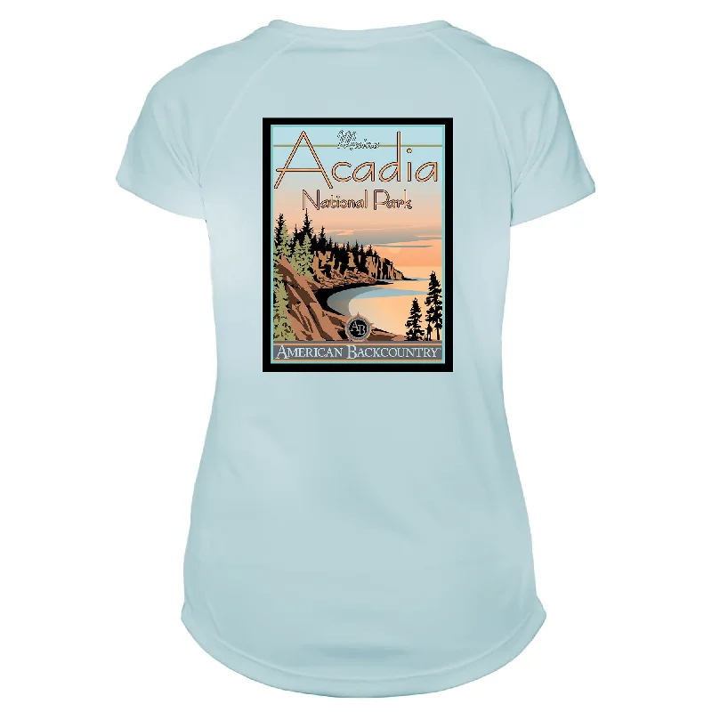 Acadia National Park Vintage Destinations Microfiber Women's T-Shirt-- Mesh Blend Leather Blend Suede Blend Acadia National Park Vintage Destinations Microfiber Women's T-Shirt-- Mesh Blend Leather Blend Suede Blend