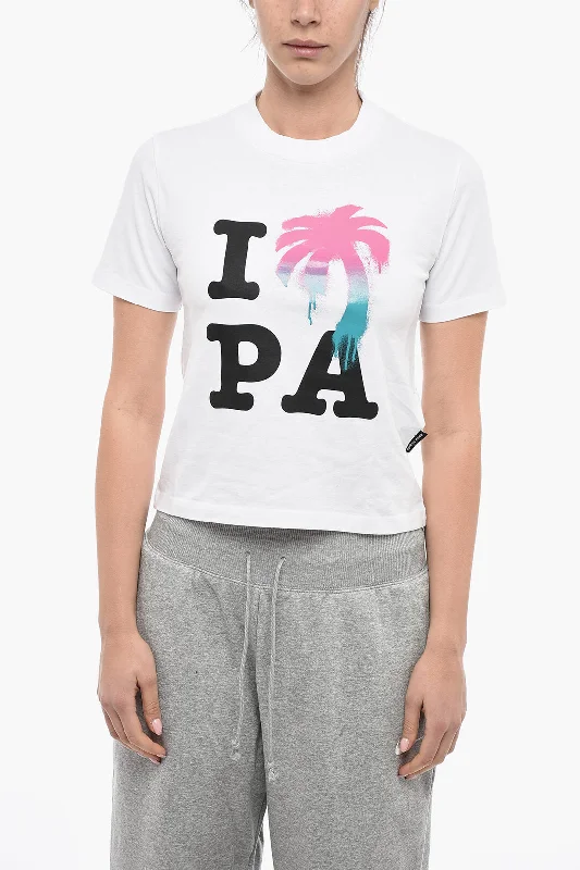 Palm Angels Cropped I LOVE PA Printed T-shirt S Standard size-- Collared Crew Neck Turtle Neck Palm Angels Cropped I LOVE PA Printed T-shirt S Standard size-- Collared Crew Neck Turtle Neck