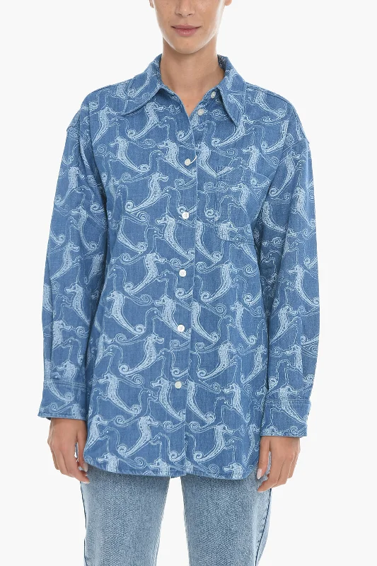 Samsoe Samsoe All-Over Seahorses Printed Denim EILISH Shirt M/L Free size-- Collared Crew Neck Turtle Neck Samsoe Samsoe All-Over Seahorses Printed Denim EILISH Shirt M/L Free size-- Collared Crew Neck Turtle Neck