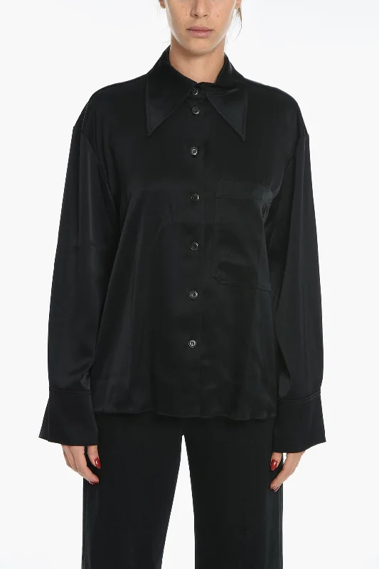 Nanushka Relax-fitting EBBA Satin Shirt with Embroidered Logo Xs Standard size -- Basic T-Shirt Crew Neck Short Sleeve Nanushka Relax-fitting EBBA Satin Shirt with Embroidered Logo Xs Standard size -- Basic T-Shirt Crew Neck Short Sleeve