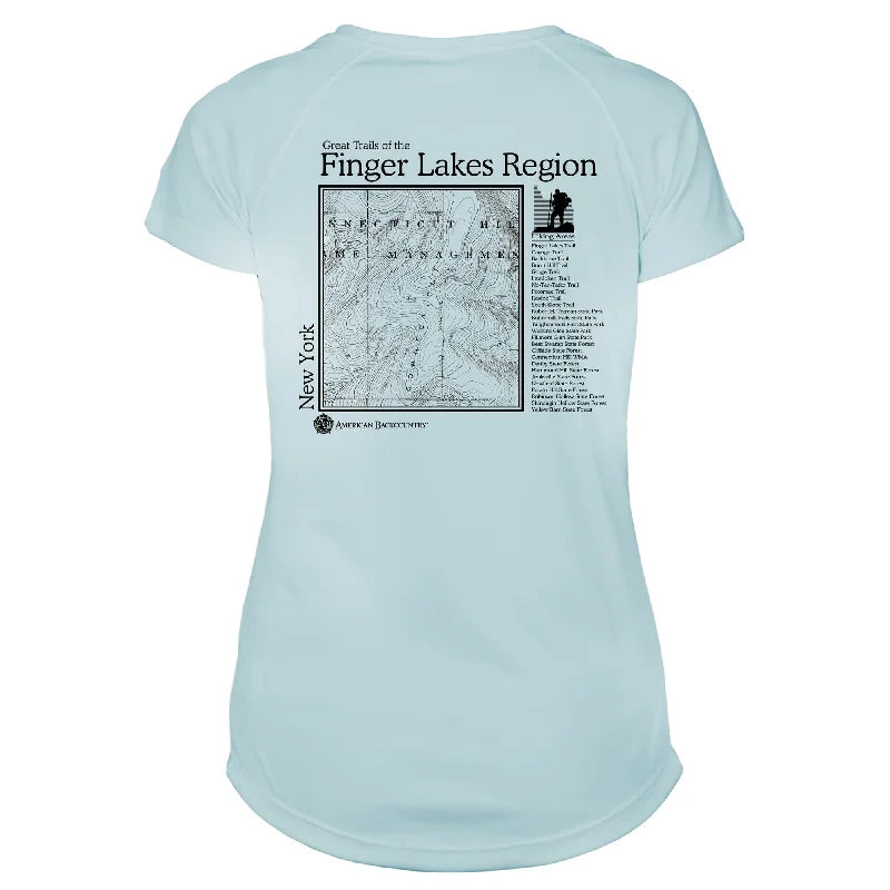 Finger Lakes Great Trails Microfiber Women's T-Shirt-- Spandex Blend Rayon Blend Denim Blend Finger Lakes Great Trails Microfiber Women's T-Shirt-- Spandex Blend Rayon Blend Denim Blend