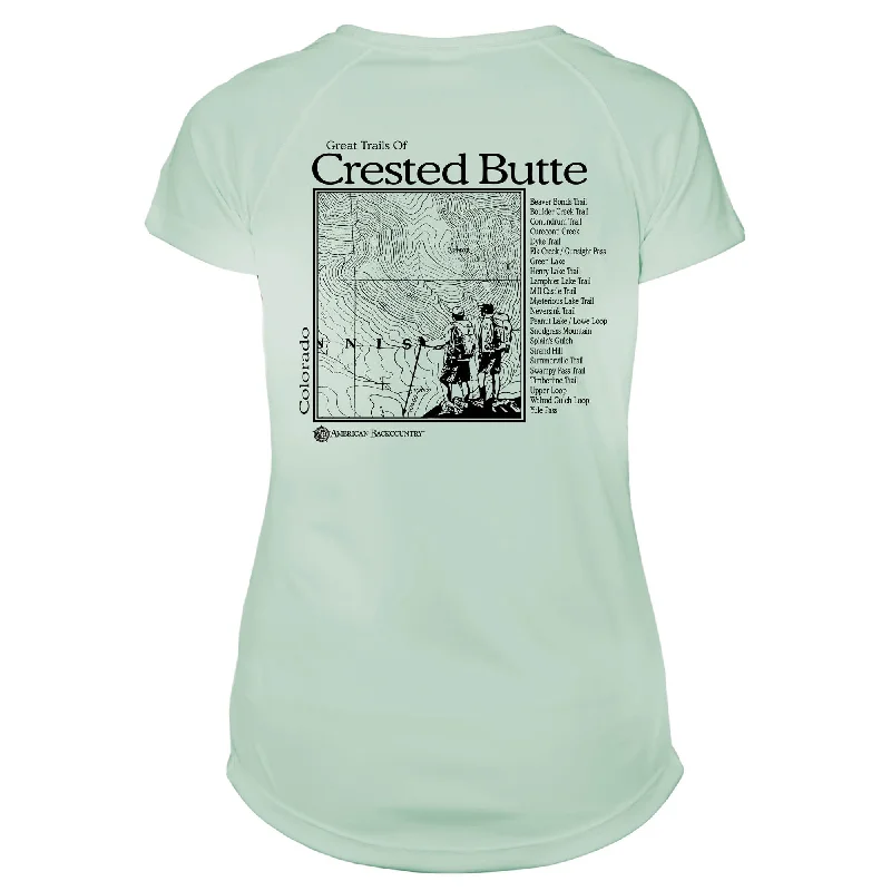 Crested Butte Great Trails Microfiber Women's T-Shirt-- Solid Print Embellished
