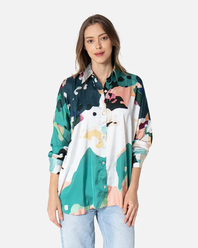 Balmy Satin Shirt - The Makeovr-- Elegant Classic Vintage