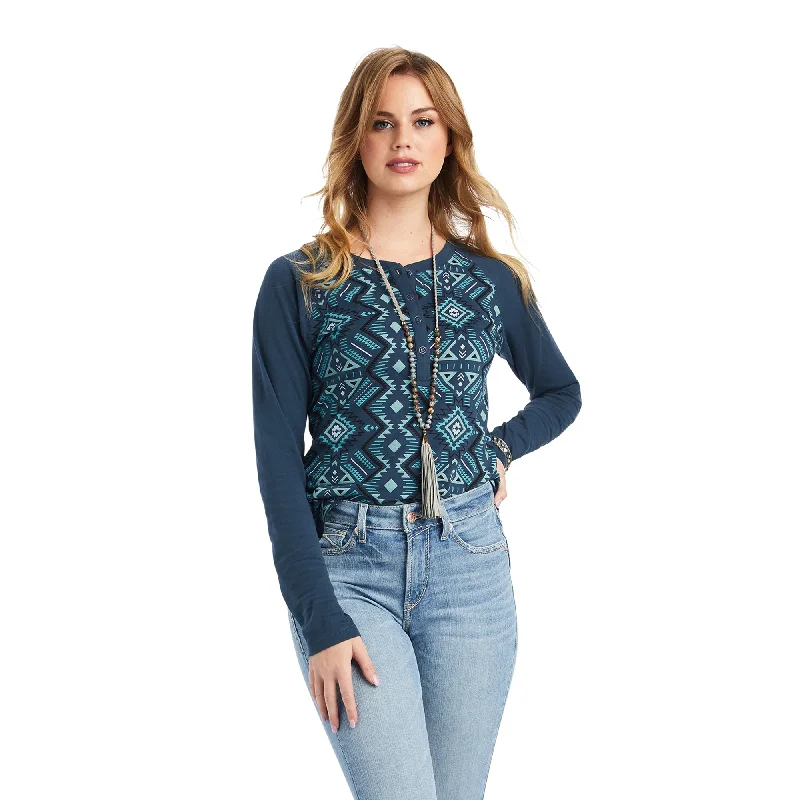 REAL Printed Henley Shirt-- Iron Safe Non-Iron Wrinkle Free