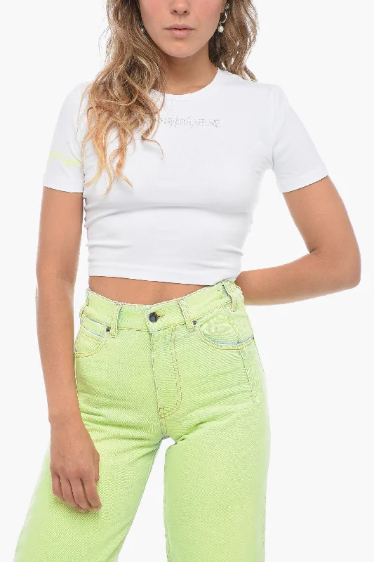 Adriana Hot Couture Rhinestoned GLITTER TATTOO Cropped Fit T-Shirt S Standard size-- Jersey Fabric Tulle Fabric Batik Fabric Adriana Hot Couture Rhinestoned GLITTER TATTOO Cropped Fit T-Shirt S Standard size-- Jersey Fabric Tulle Fabric Batik Fabric