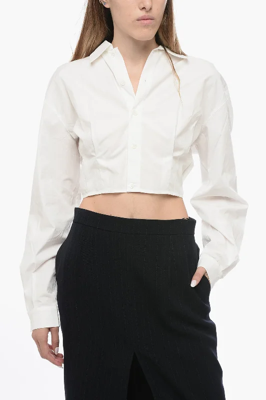 Ami Alexandre Mattiussi Cropped Cut-Out Shirt with Pleated Detail 40 Italian size-- Chenille Fabric Brocade Fabric Lace Fabric Ami Alexandre Mattiussi Cropped Cut-Out Shirt with Pleated Detail 40 Italian size-- Chenille Fabric Brocade Fabric Lace Fabric