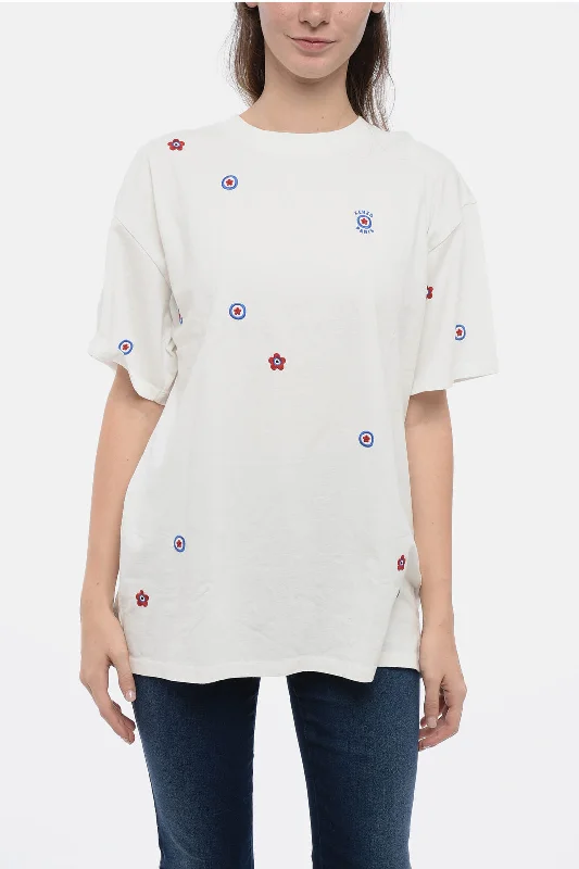 Kenzo Embroidered ALLOVER Oversized T-Shirt L Standard size-- Rayon Velvet Corduroy