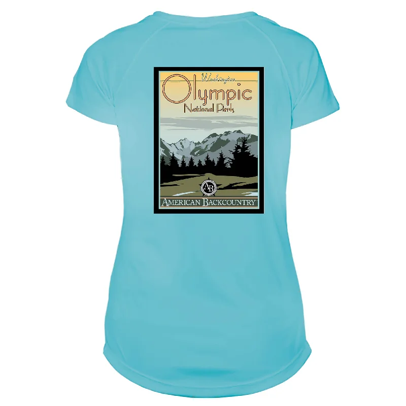 Olympic National Park Vintage Destinations Microfiber Women's T-Shirt-- Mesh Blend Leather Blend Suede Blend Olympic National Park Vintage Destinations Microfiber Women's T-Shirt-- Mesh Blend Leather Blend Suede Blend