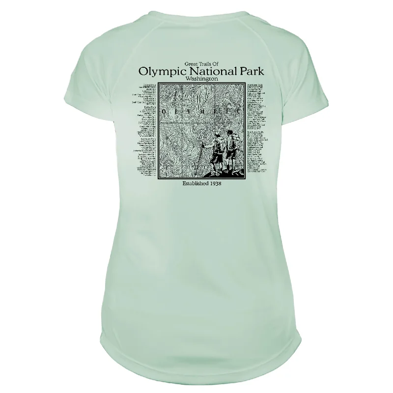 Olympic National Park Great Trails Microfiber Women's T-Shirt-- Terry Blend Velvet Blend Canvas Blend Olympic National Park Great Trails Microfiber Women's T-Shirt-- Terry Blend Velvet Blend Canvas Blend