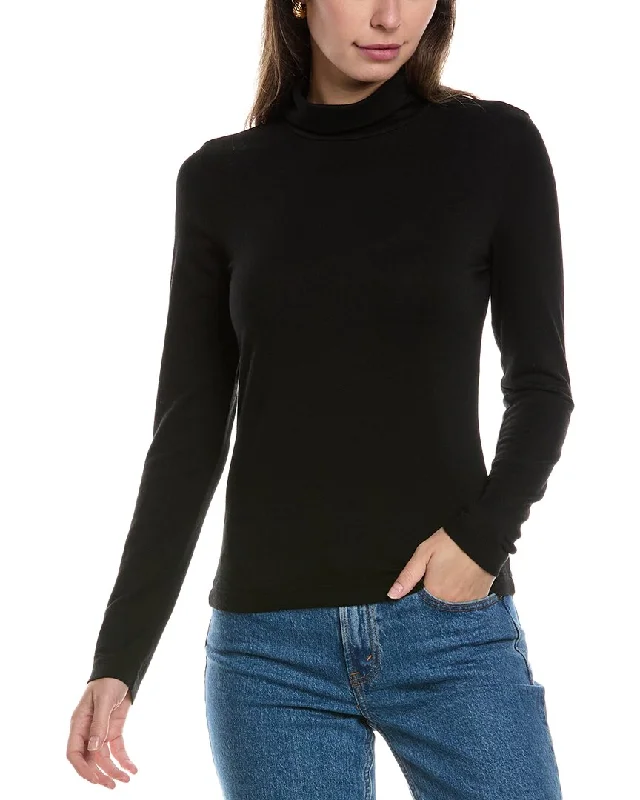 James Perse Turtleneck Cashmere-Blend T-Shirt-- Wool Fabric Cashmere Fabric Tweed Fabric James Perse Turtleneck Cashmere-Blend T-Shirt-- Wool Fabric Cashmere Fabric Tweed Fabric