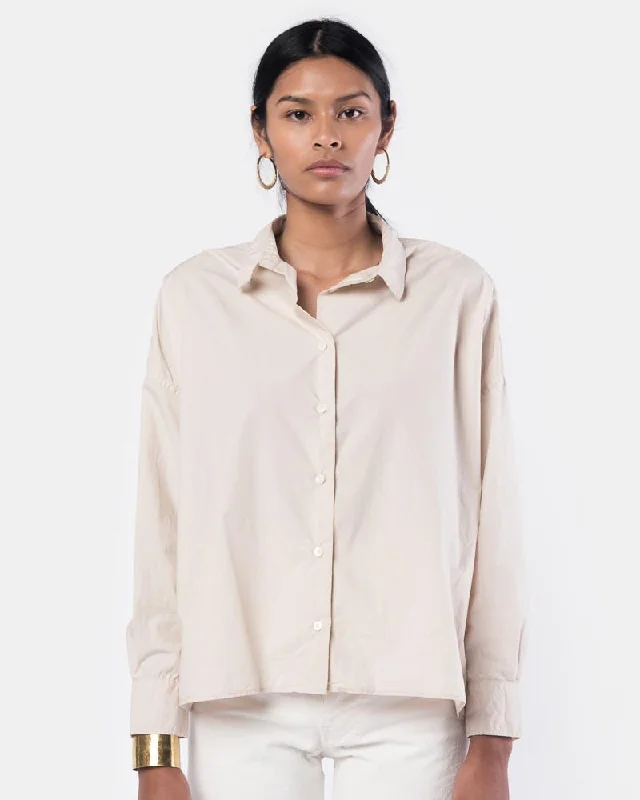 Wide Shirt in Light Beige-- Handmade Hand-knitted Hand-woven