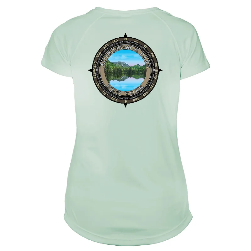 Retro Compass Adirondack Park Microfiber Short Sleeve Women's T-Shirt-- Plaid T-Shirt Polka Dot Checkered Retro Compass Adirondack Park Microfiber Short Sleeve Women's T-Shirt-- Plaid T-Shirt Polka Dot Checkered