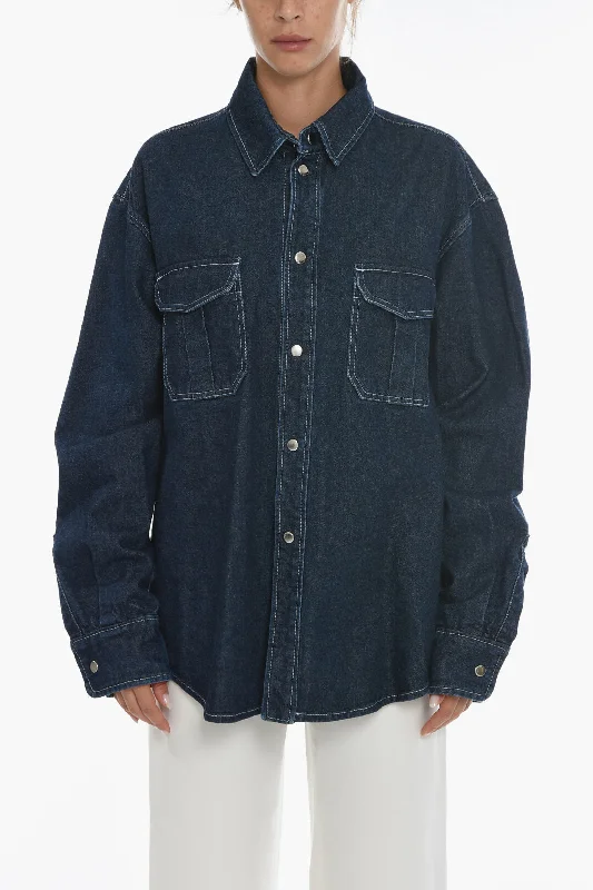 Anouki Denim Oversize Shirt with Utility Pockets M Standard size-- Fleece Fabric Down Fabric Feather Fabric Anouki Denim Oversize Shirt with Utility Pockets M Standard size-- Fleece Fabric Down Fabric Feather Fabric