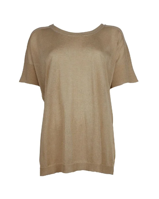 Alpha Studio Womens Oversized Silk TShirt Beige-- Front Pockets Side Pockets Patch Pockets Alpha Studio Womens Oversized Silk TShirt Beige-- Front Pockets Side Pockets Patch Pockets