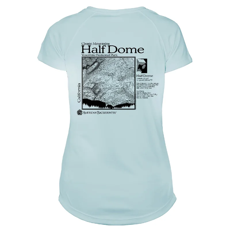 Half Dome Classic Mountain Microfiber Women's T-Shirt-- Ribbed T-Shirt High Neck Heavyweight Half Dome Classic Mountain Microfiber Women's T-Shirt-- Ribbed T-Shirt High Neck Heavyweight