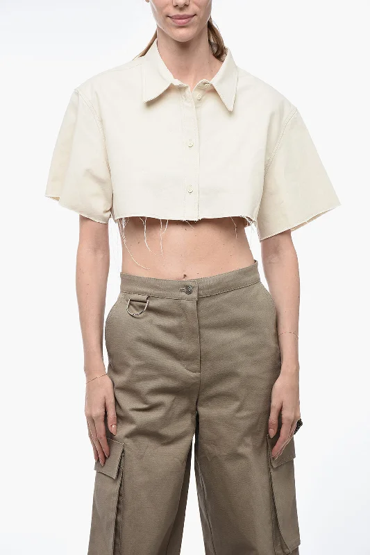 Heron Preston EXRAY Cropped Fit Shirt with Raw-cut Edges M Standard size-- Beaded Sequined Faux Fur Heron Preston EXRAY Cropped Fit Shirt with Raw-cut Edges M Standard size-- Beaded Sequined Faux Fur