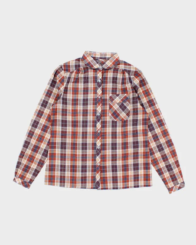 Vintage 80s Brown Checked Shirt - L-- Modern Contemporary Chic