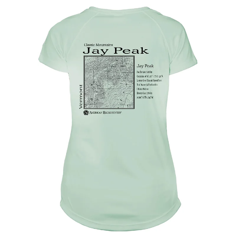 Jay Peak Classic Mountain Microfiber Women's T-Shirt-- Zippered Buttoned Snapped
