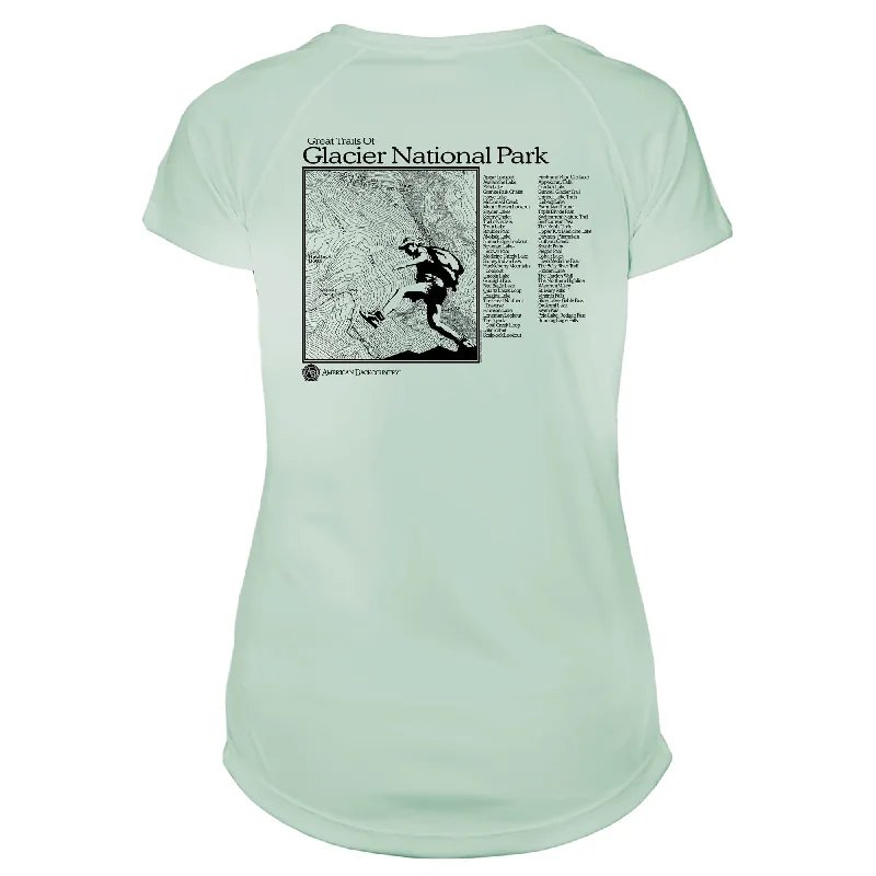 Glacier National Park Great Trails Microfiber Women's T-Shirt-- Striped Floral Plaid Glacier National Park Great Trails Microfiber Women's T-Shirt-- Striped Floral Plaid