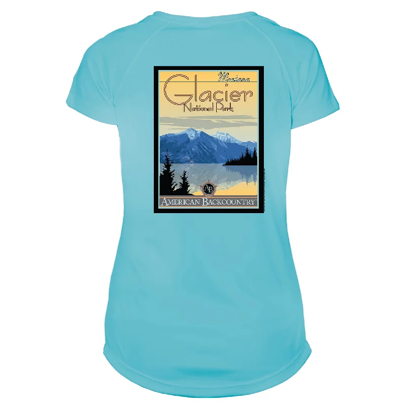 Glacier National Park Vintage Destinations Microfiber Women's T-Shirt-- Polka Dot Checkered Tartan Glacier National Park Vintage Destinations Microfiber Women's T-Shirt-- Polka Dot Checkered Tartan