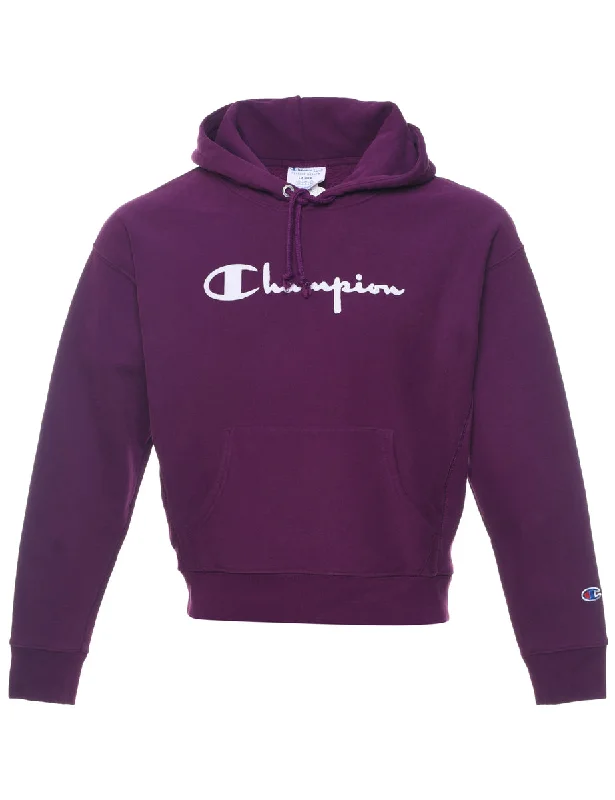 Champion Reverse Weave Purple Hoodie - L Hoodie with Lining Warm Insulated