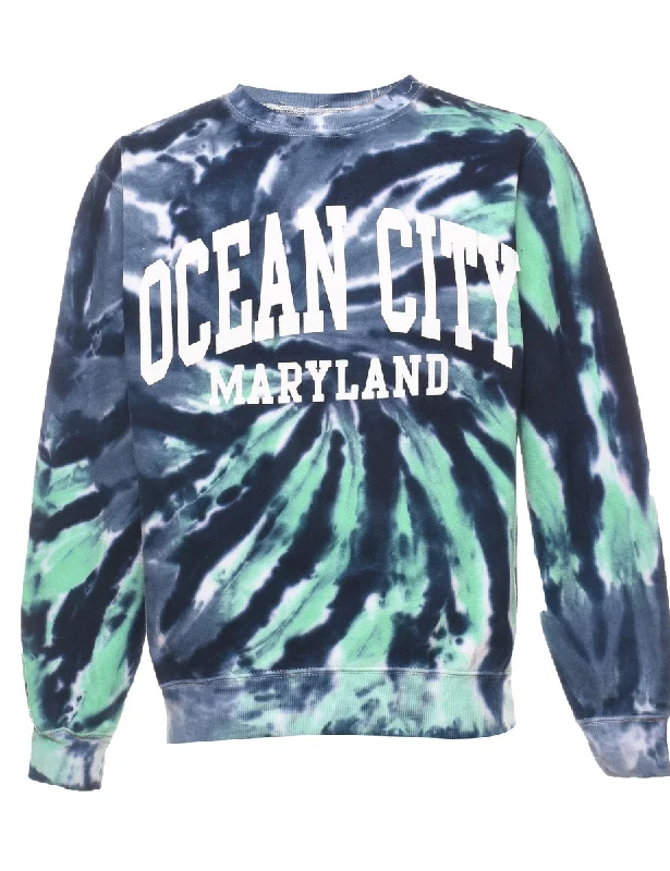 Tie-Dye Ocean City Maryland Design Sweatshirt - S Hoodie with High Neck Warm Protective Tie-Dye Ocean City Maryland Design Sweatshirt - S Hoodie with High Neck Warm Protective