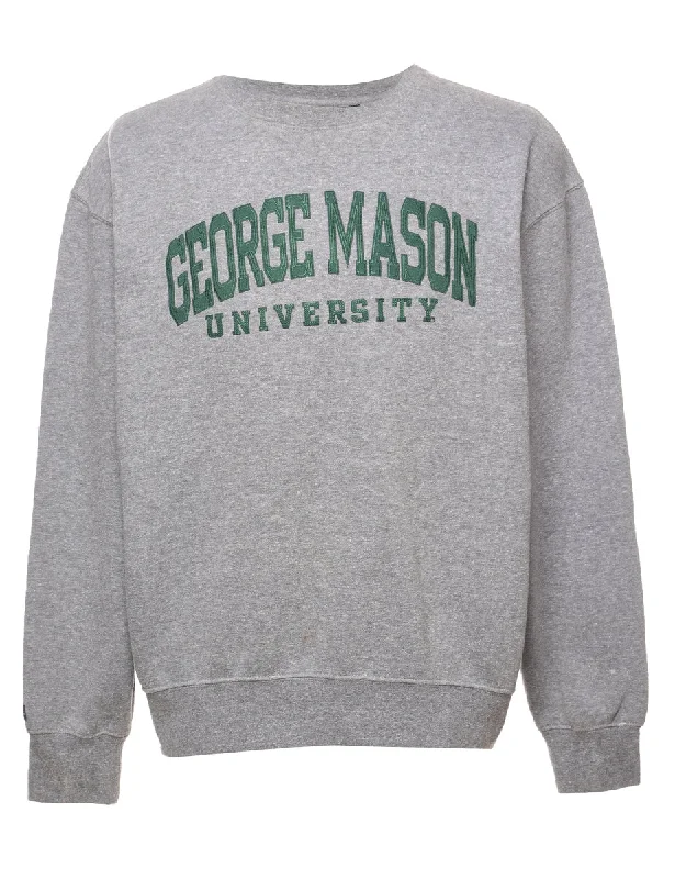 Embroidered George Mason University Dark Green & Grey Sweatshirt - L Hoodie with Hem Fringe Bohemian Relaxed Embroidered George Mason University Dark Green & Grey Sweatshirt - L Hoodie with Hem Fringe Bohemian Relaxed