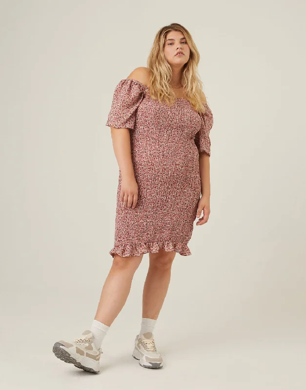 Plus Size Smocked Chiffon Mini Dress Bodycon Club Sequined