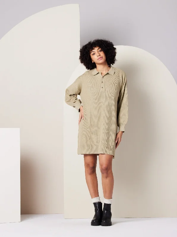 Griffin Sweater Dress - Khaki Green Tunics Sophisticated sleek