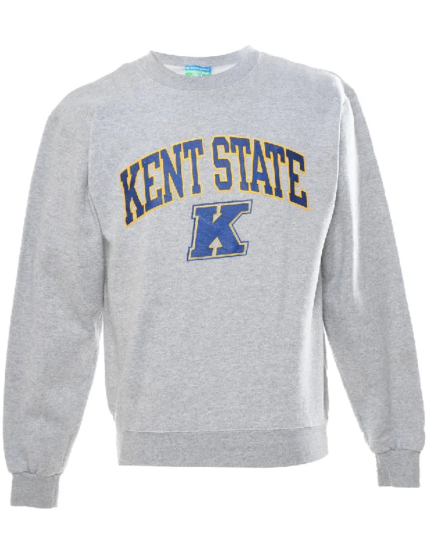 Champion Kent State Printed Light Grey Sweatshirt - S Hoodie with Drawstring Waist Adjustable Fitted Champion Kent State Printed Light Grey Sweatshirt - S Hoodie with Drawstring Waist Adjustable Fitted