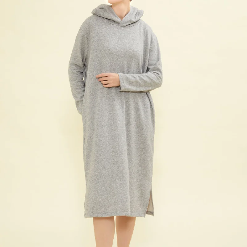 Fleece-Lined Hooded Sweatshirt Nursing Dress Hoodie with Hem Patch Decorative Personalized Fleece-Lined Hooded Sweatshirt Nursing Dress Hoodie with Hem Patch Decorative Personalized
