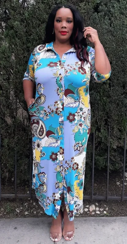 Hi Curvy Plus Size Women Paisley Print Button Down Midi Dresses Tunics Plaid country Hi Curvy Plus Size Women Paisley Print Button Down Midi Dresses Tunics Plaid country