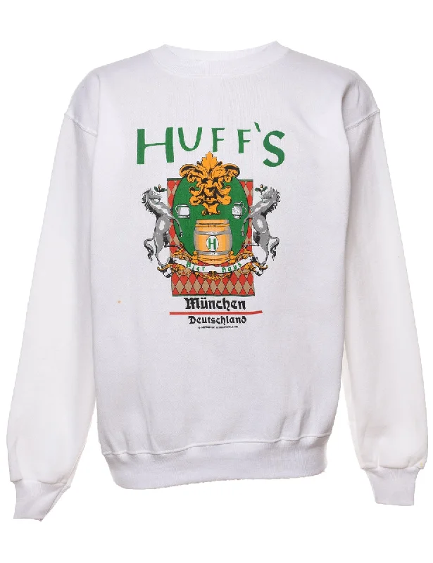 Huff's Munchen Deutschland Printed Sweatshirt - L Hoodie with Snap Buttons Easy Quick Huff's Munchen Deutschland Printed Sweatshirt - L Hoodie with Snap Buttons Easy Quick