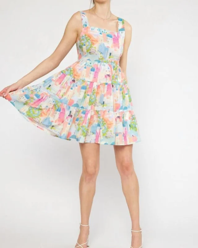 Abstract Mini Dress In Multi | Multi Cozy Sweater Mini Dress