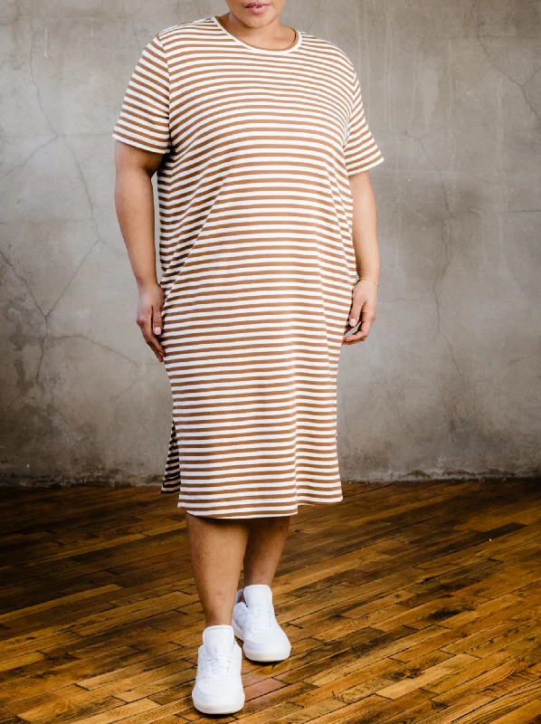 Maria Boxy Midi Dress - Pecan Stripe Bodycon Club Sequined