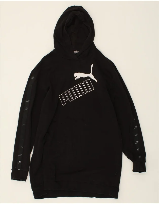 PUMA Womens Graphic Hoodie Dress UK 16 Large Black Oversized Hoodie Comfort Casual