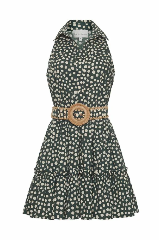 Cara Cara Hannah Mini Dress in Abstract Dot Green Turtledove Tunics Sophisticated sleek