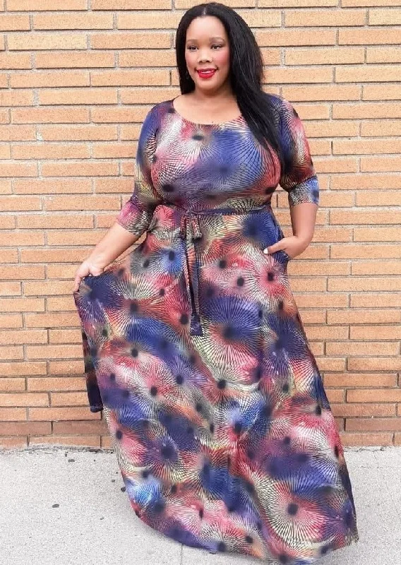 Hi Curvy Plus Size Women Unique Print Maxi Dress Tunics Stylish modern