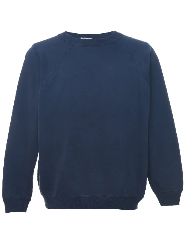 Navy Plain Sweatshirt - L Hoodie with Print Artistic Unique
