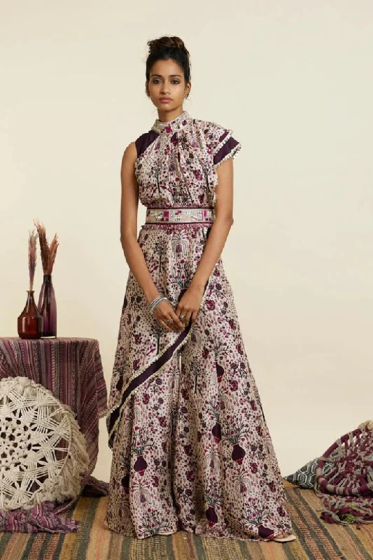 SAFAR MERLOT JAAL CROP TOP ATTACHED DRAPE WITH SHARARA PANTS Mesh Blend Leather Blend Suede Blend SAFAR MERLOT JAAL CROP TOP ATTACHED DRAPE WITH SHARARA PANTS Mesh Blend Leather Blend Suede Blend