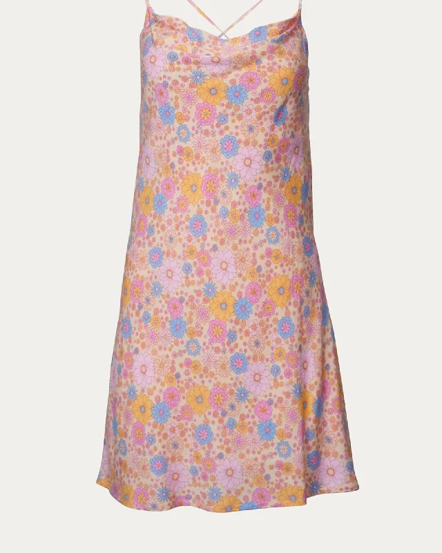 Floral-Print Jersey Mini Dress in Pink/Yellow | Pink/Yellow Comfortable Boho Mini Dress Floral-Print Jersey Mini Dress in Pink/Yellow | Pink/Yellow Comfortable Boho Mini Dress