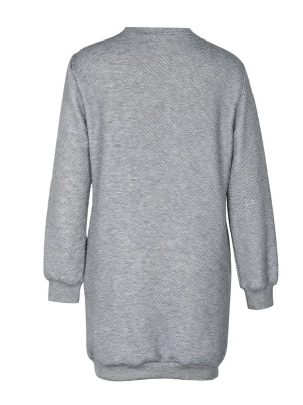 Women's new long-sleeved solid color sweatshirt dress Hoodie with Zipper Versatile Modern Women's new long-sleeved solid color sweatshirt dress Hoodie with Zipper Versatile Modern