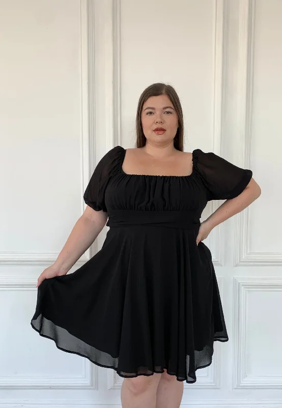 Plus Size Mesh Mini Dress Boat Neckline Classic