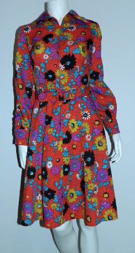 vintage 1970s shirt dress / MOD floral print / orange mini dress XS Comfortable Ruffle Mini Dress vintage 1970s shirt dress / MOD floral print / orange mini dress XS Comfortable Ruffle Mini Dress