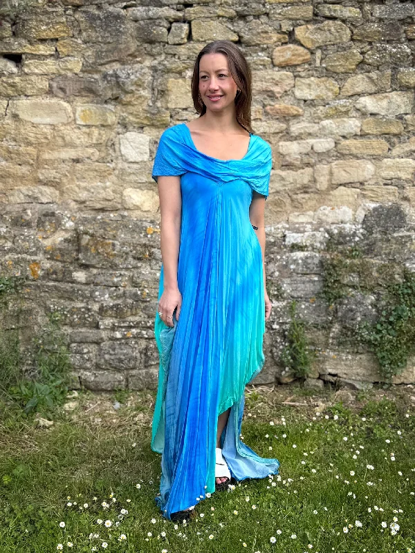 Blue Ombre Maxi Dress - PAKA9 Tunics Satin smooth