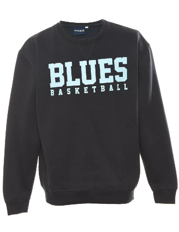 Basketball Blues Navy & Light Blue Printed Sweatshirt - M Hoodie with Tied Waist Feminine Flattering Basketball Blues Navy & Light Blue Printed Sweatshirt - M Hoodie with Tied Waist Feminine Flattering