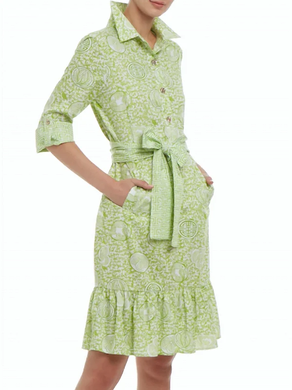 Essential Dress Sd24-11 In Lime Green Tunics Floral girly
