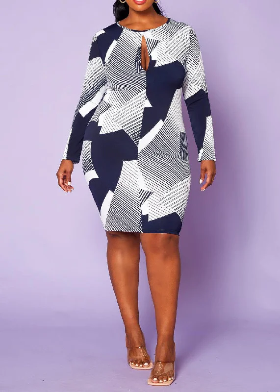 HI CURVY Plus Size Key Hole Bodycon Midi Dress Tunics Luxurious high-end